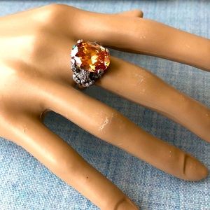 Joseph Esposito sterling silver citrine CZ ring